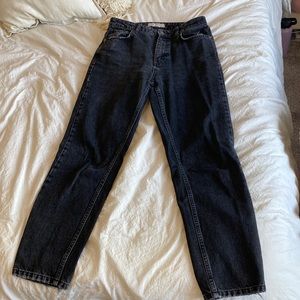 Free People Black Distressed straight leg jean